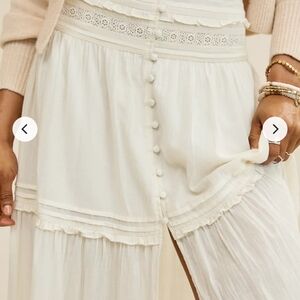 Aerie Cream Button-Front Maxi Skirt
